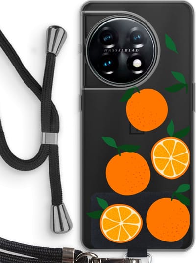 Case Company® - Hoesje met koord geschikt voor OnePlus 11 hoesje met Koord - Will you be my clementine - Telefoonhoesje met Zwart Koord - Bescherming aan alle Kanten en Over de Schermrand