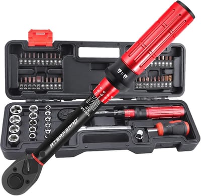 Momentsleutel Set - Ratelschroevendraaier - Nauwkeurig Aandraaien - Magnetisch Ratelsysteem - 3-25 Nm - Rood