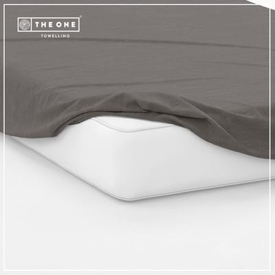 The One Bedding Hoeslaken - 200 x 220 cm - Extra breed - Katoen/Satijn - Donkergrijs