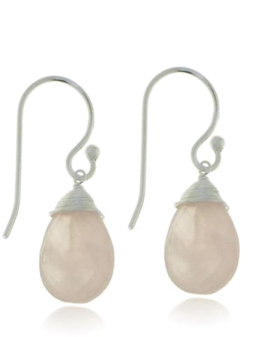 SilverGems Zilveren oorhangers met druppelvormige Rozenkwarts edelstenen