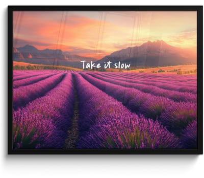 Poster in lijst - Fotolijst 70x50 cm - Posters - Lavendelveld - Quote - Zonsondergang - Posterlijst zwart - Decoratie - Wanddecoratie woonkamer - Muurdecoratie slaapkamer