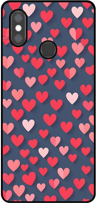 Smartphonica Telefoonhoesje Geschikt voor Xiaomi Mi 8 met Roze en Rode Hartjes Opdruk - TPU Backcover Case With Rosé and Red Heart Design geschikt voor Xiaomi Mi 8
