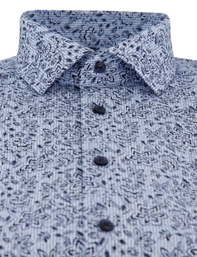 Olymp overhemd blauw modern fit geprint katoen