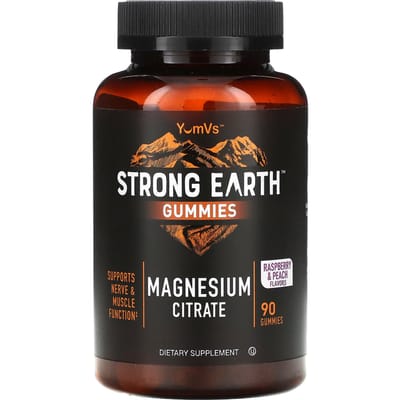 YumVs, gommes fortes Earth, citrate de magnésium, framboise & pêche, 90 gommes