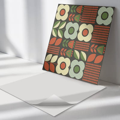 Wallfluent Vinyl Tegels - Bloemenpatronen en Figuren Vinyl Vloer Tegels - 30 cm x 30 cm - Romig PVC Tegels - Verpakking van 9 stuks - Vierkant PVC Tegels - Patroon Plaktegels - Zelfklevende Vinyltegels - Plaktegels Keuken en Badkamer