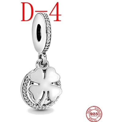 Nouveau Original Couleur Argent Trèfle Blanc Pendant Perle à Fabriquer Soi-Même Compatible Charms Européens Bracelet Bangles Bijoux à Fabriquer Soi-Même P418 white