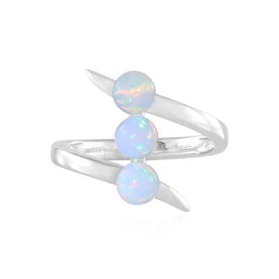 Cavill - Zilveren Ring met Drie Welo Opalen 1,405 ct - 925 Sterling Zilver met Platina Coating - Rond 5 mm - Modern & Elegant Dames Sieraad