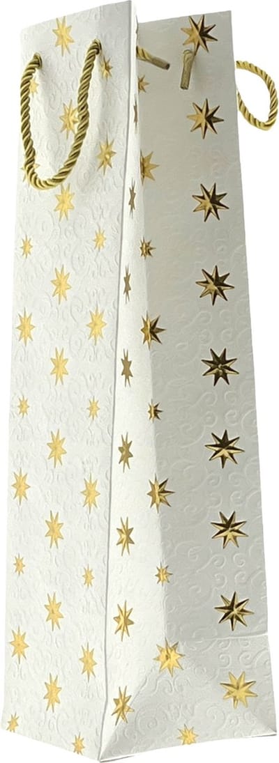 Feestdagen Luxe Wijn/drank Verpakking Wijntas - Wijnzak - Pure Elegance - 10.5 x 10.5 x 36.5 cm - 3 Stuks