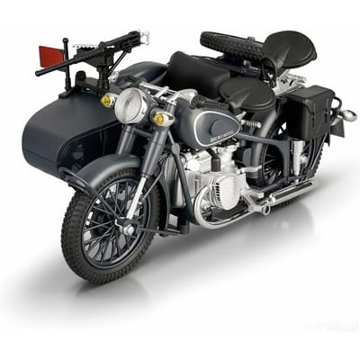1/10 Legering Klassiek Zijspan Motorfiets Model Diecast Metaal Retro Militaire Driewieler Motorfiets Model Geluid En Licht Kinder Speelgoed Cadeau