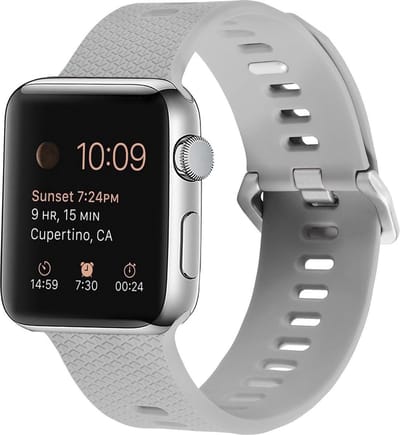 By Qubix - Geschikt voor Apple Watch bandje - Siliconen bandje met motief - Grijs - Geschikt voor Apple Watch 38mm / 40mm / 41mm / 42mm - Smartwatch bandje