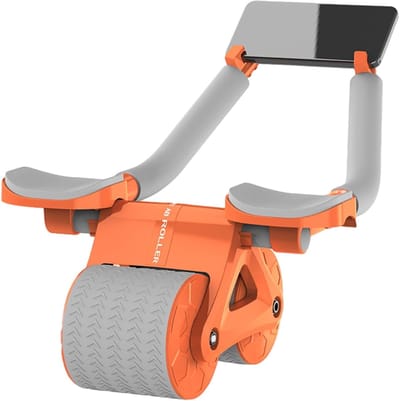 Fitness Wiel - Buikspierroller Trainingsapparaat - Krachtige Core Training - Met Elleboogsteun - 48 x 30 x 45 cm - Lichtgeel