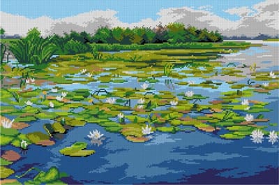 Voorbedrukt stramien - 3623 - after Henryk Weyssenhoff - Water Lilies - ORCHIDEA 40 x 60 - (STRAMIEN ZONDER GARENS)