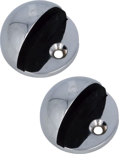 AMIG Deurstopper/deurbuffer - 2x - D45mm - inclusief schroeven - verchroomd