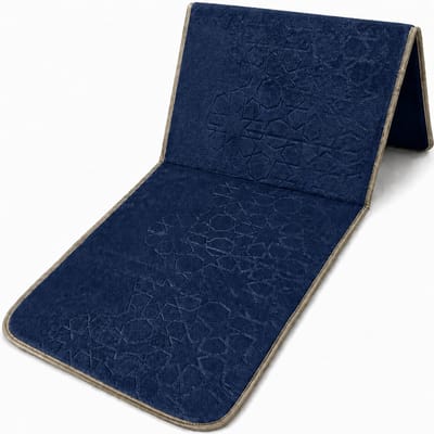 Baraka Treasures Gebedskleed met Rugleuning - Opklapbare Gebedskleed - Gebedskleed met Rugsteun - Opvouwbare Gebedsmat - Sterren Design - Inclusief Tas - Sajada - Seccade - Eid Cadeau - 110cm x 55cm - Donkerblauw