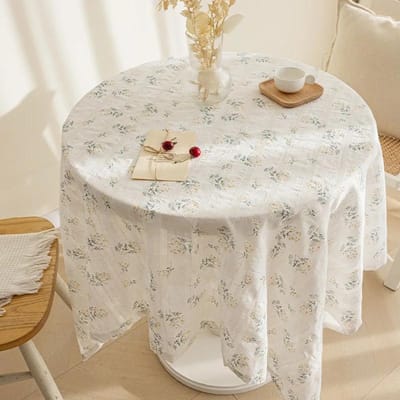 Pompom Kwast Tafelkleden Rond Stofdicht Katoenen Stof Tafelhoes voor Woonkamer Keuken Picknick Eettafel Blad Decoraties 140cm  round