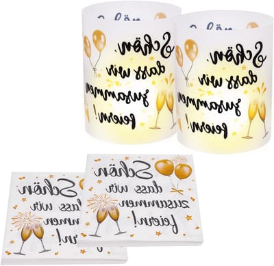 16 stuks windlicht tafeldecoratie verjaardag en 40 stuks servetten voor verjaardag, dat we samen vieren - ShopVlot