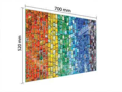 TMK ArtDeko - Beschermplaat van Gehuld Glas - 70x52 cm - Kleurrijk - Voor Alle Soorten Kookplaten