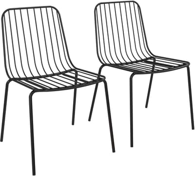 Caden-Stoel - Zwart Metaal - Set van 2