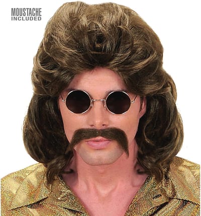 Jaren 70 Pruik met Baard voor Carnaval en Themafeesten