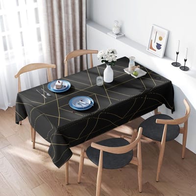 Luxe Tafelkleed Modern Geometrisch Ontwerp Keukendecoratie Effen Zwart Geel Goud Kleurige Tafelhoes Rechthoekige Vorm 100x140cm gray