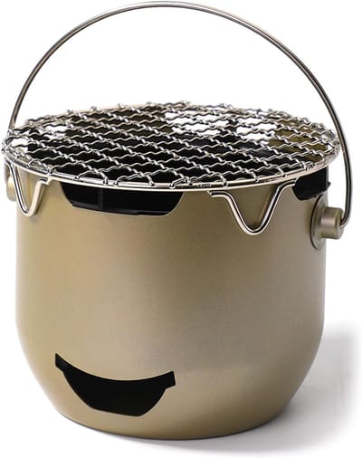 Grill - Draagbare houtskoolgrill - Mini houtskoolgrill van roestvrij staal - Kleine buitengrill - Geschikt voor kamperen, barbecueën in de achtertuin, campers en picknicks (Groen)