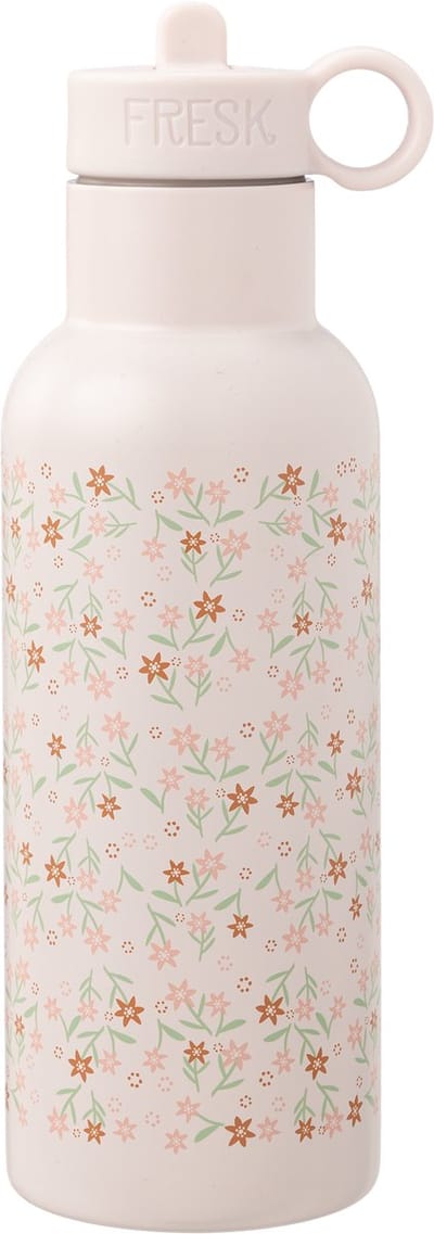 Fresk Thermosfles 500 ml - RVS Waterfles – Lekvrije Drinkfles voor Kinderen – Koude en Warme Dranken – BPA-vrij – Onbreekbaar – 2 Doppen – Thermosbeker – Drinkbeker Meisjes - Roze - Garden Flowers