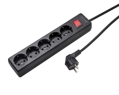 Martin Kaiser 5-weg geschakelde contactdoos 90 graden 5M kabel (Europese Stekkerdoos) - 1050ZL5-15W/SW