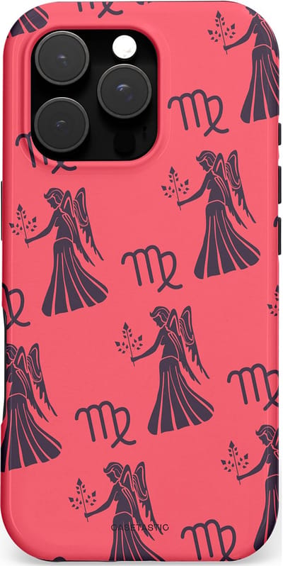 Casetastic hoesje geschikt voor Apple iPhone 16 Pro - MagSafe - Dubbellaagse bescherming - Zodiak maagd - Fashion Case - Koraal Donkergrijs