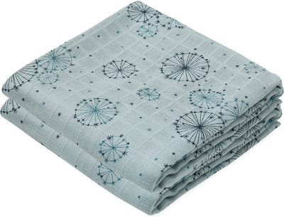 Cam Cam organic hydrofiele doeken 70x70cm Set 2 stuks | Dandelion Petrol