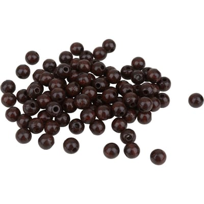 Houten kralen, Ø 8 mm, 85 stuks - Donkerbruin