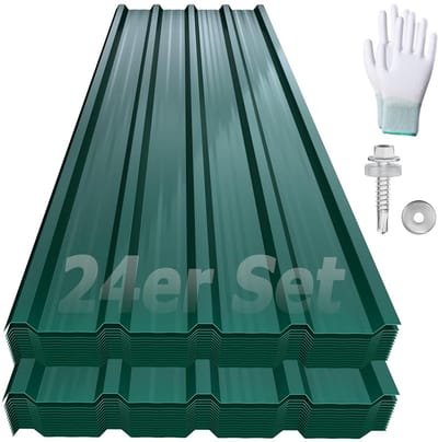 Trapeziumvormige Dakplaten voor Dak en Wand, Set van 24 Stuks, Weerbestendig Verzinkt Staal