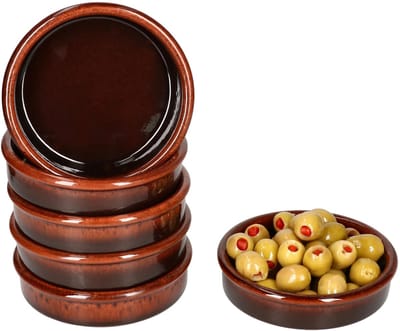 Set van 6 ESCURO Cazuela kleikommen Ø 12cm donkerbruin - 240733.2