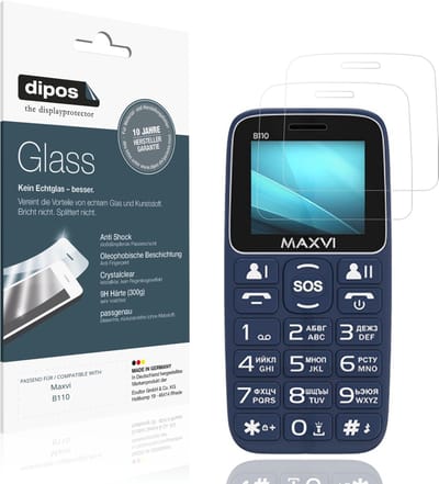 dipos – 2x Pantserfolie geschikt voor Maxvi B110 | 9H Screenprotector