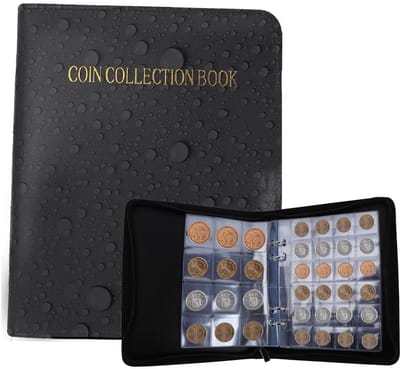 Zeynomax - Coin Collector Album - 360 Compartiments - Voor Munten Postzegels en Badges - Zwart - Voor verzamelaars - Handige opbergoplossing - Compact