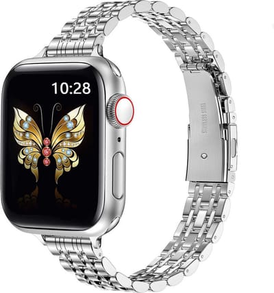 Stalen bandje - geschikt voor Apple Watch 1/2/3/4/5/6/7/8/9/10/11/ SE (1,2,3) met maat 38 mm / 40 mm / 41 mm en 42 mm (Watch 10/11) - zilver
