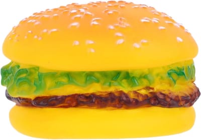 Hondenspeeltje Hamburger - Kauwspeeltje Interactief - Spelen en Trainen - Realistisch Ontwerp - 8 x 7.7 x 5 cm - Geel