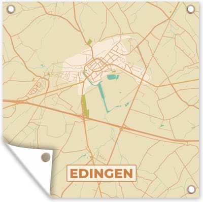 Tuin poster Vintage - Plattegrond - Stadskaart - Edingen - Kaart - 200x200 cm - Tuindoek