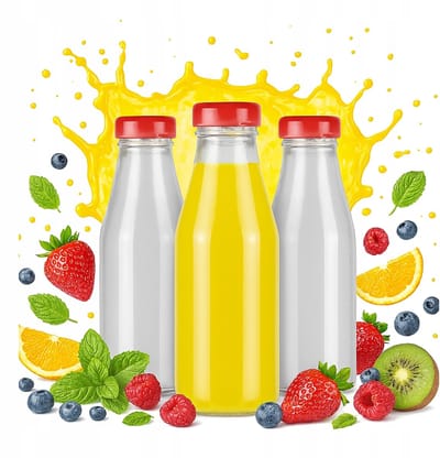 Bimberek JUICE - Glazen Flessen - 200ml - Ergonomsiche Kleur - Sluitend Wieczek