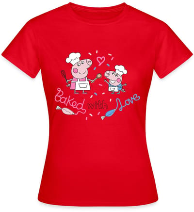 Peppa Pig Design Baked With Love T-Shirt Dames