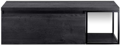 Frozen Badmeubelset 140 cm - Greeplijst in Kleur - Zwart Frame - Wastafelbovenblad Black Oak
