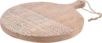Home&Styling-snijplank- serveerplateau-mangohout-rond 30 cm- witte accenten