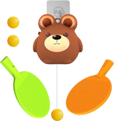 Tafeltennis Trainer - Deur Pong Set - Vaardigheden Oefenen - Verstelbaar Ontwerp - 25 x 15 x 10 cm - Beer