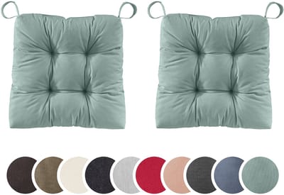 sleepling set van 2 stoelkussens Basic 20 | 40 (voorkant) / 35 (achterkant) x 38 x 7 cm | zitkussen voor binnen en buiten | hoes van 100% polyester | met klittenband | Made in EU | turquoise