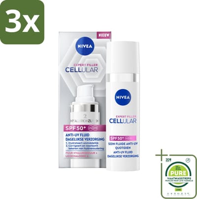 3 x Nivea - Cellular - Expert Filler SPF50+ Serum - Met Hyaluronzuur en SPF - 30 ml - Grootverpakking - NIVEA Cellular Expert - Anti-aging Serum - Zonbescherming - Hyaluronzuur - Rimpelvermindering