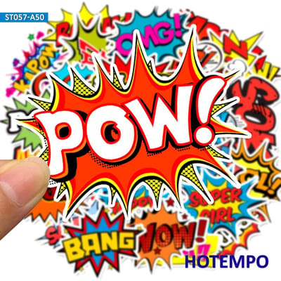 50 stuks Bam Pow Wow Boom Bang Omg Wolken Van Explosie Stickers Voor Mobiele Telefoon Laptop Bagage Gitaarkoffer Skateboard Sticker