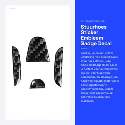Dailygoods- Stuurhoes Hoogwaardig - Embleem Badge Decal Cover - Auto Accessoires - Compatibel met Honda Civic/Accord - Krasbestendig - Duurzaam - Autosticker