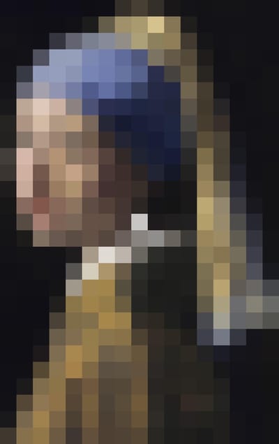 Meisje met de parel | Pixel Art | Johannes Vermeer | Canvasdoek | Wanddecoratie | 20CM x 30CM | Schilderij