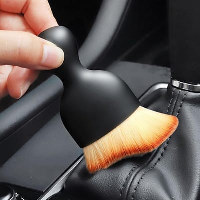 1 auto binnenreinigingsborstel met zachte haren – Ideaal voor bordbord, leer, luchtrooster, toetsenbord – Zwart met kap