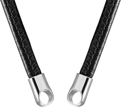 Quiges Leren Ketting Zwart zonder Sluiting Clipring voor Hangers - RVS - Dames - 70cm - EPK087