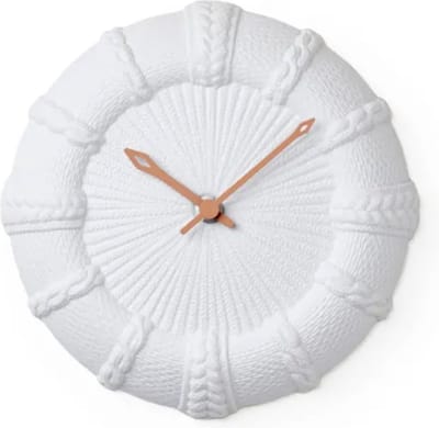 Lemnos Wandklok White Ceramic Trace Face Bruin